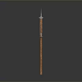 Medieval Style Weapon With Long Wooden Handle Metal Head Sickle And Spearhead Design