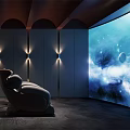 Luxury Home Theater With Recliners And Ambient Lighting