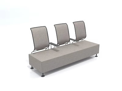 Three Seater Sofa With Modern Design Fabric Upholstery Gray Color And Black Legs 3d model
