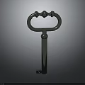 Decorative Metal Key As Daily Living Essential With Circular Ring And Ball Shaped Accents
