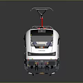 Modern Electric Train With White Body Red Pantograph Streamlined Design And Multiple Carriages
