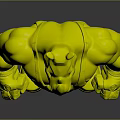Muscular Rhino Headed Character With Blue Body White Tank Top Green Pants And Red Shoes