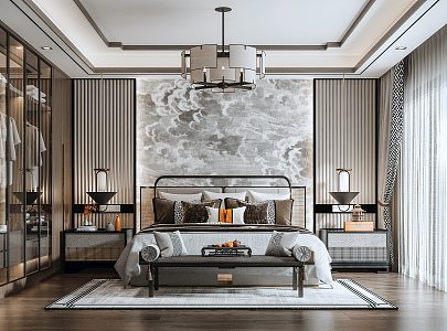 New Chinese Style Bedroom Home Bedroom 3d model