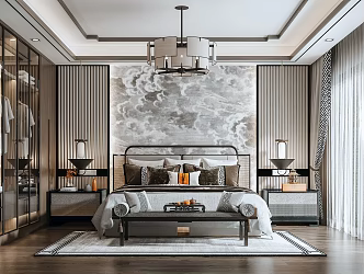 New Chinese Style Bedroom Home Bedroom 3d model