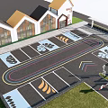 Eco friendly Parking Lot with Leaf Shaped Spaces Curved Driveway and Green Landscaping