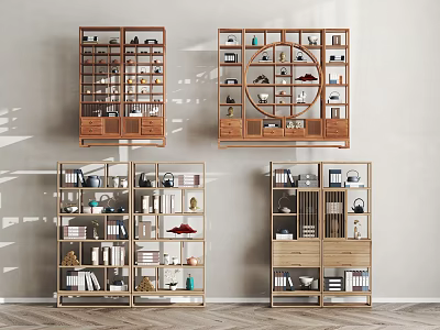 Bogu rack new product design material decorative cabinet rack new Chinese tea art monomer retro 3d model