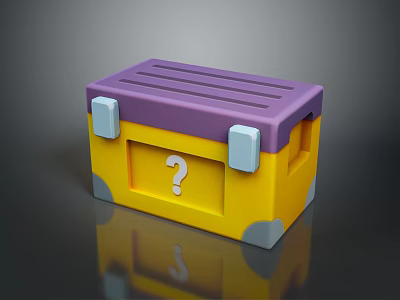 Yellow And Purple Household Storage Box With Question Mark Design For Home Organizing 3d model