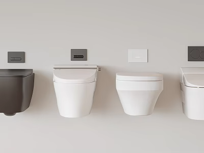 Modern Wall Hung Toilets In Black And White With Contemporary Bathroom Design Features 3d model