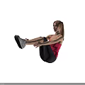 A Woman Doing Sit Ups In Red Tank Top And Dark Leggings With Sneakers