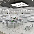 Modern Shoe Retail Store in Mall with White Walls Display Shelves and Lighting
