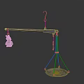 Intricate Sculpture Carving Hanging On Metal Balance Scale With Tray