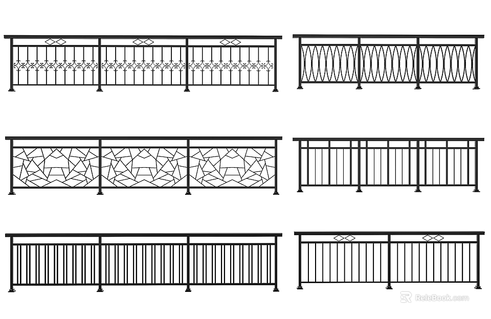 Various Decorative Fence Designs With Intricate Patterns And Metal Structures 3d model 