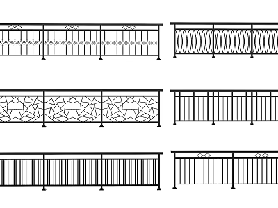 Various Decorative Fence Designs With Intricate Patterns And Metal Structures 3d model