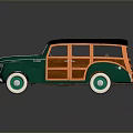 Vintage Green Station Wagon With Wooden Side Panels And Black Roof
