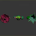 Cartoon Cactus Scene With Spiky Green Shapes And Pink Flower Elements