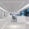 Office desk and chair combination computer workbench luminous console command technology monitoring console steel middle control desk staff desk station 3d model