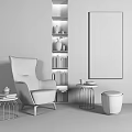 Modern Single Sofa Single Casual Sofa Pedal Combination 3d model
