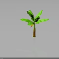 3D Banana Plant Featuring Large Green Leaves Yellow Brown Trunk And Pink Yellow Flower Bud
