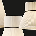 Modern Fabric Pendant Lights With Pleated Shades In Set Of Three