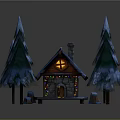 Commercial Outdoor Lighting Equipment For Snow Covered Wooden Cabins
