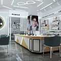 Modern Eyewear Store Interior With Display Cabinets Eyewear Collections And Model Posters 3d model