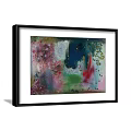 Abstract Painting With Black Frame Featuring Colorful Flowers And Vibrant Background