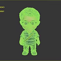 3D Cartoon Boy Character With Glasses Blue Striped Shirt And Brown Sling Bag