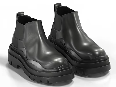 Black Leather Chelsea Boots with Thick Sole Sleek Stylish Casual Fashion Footwear 3d model