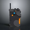 Black Tactical Portable Device With Antenna Orange Buttons And Blue Indicator Light 3d model