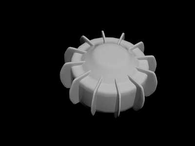 White Circular 3D Rendered Mechanical Part With Radial Blades On Black Background 3d model