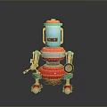 Vintage Robot Figure With Blue Red Silver Color And Spring Legs Design