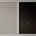 Modern Double Doors Design In Light Gray And Dark Black With Metal Handles