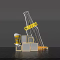 Illuminated Cheers Wine Bottle Display With Cartoon Character Sunglasses Glowing Blocks On Black Background
