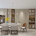 Modern Light Luxury Dining And Living Space With Custom Wine Cabinets And Elegant Dining Chairs