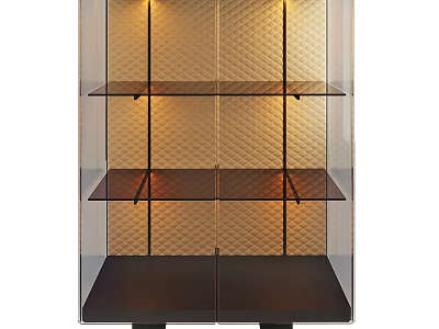 Modern Sideboard Cabinet With Glass Doors And Built In Lighting For Dining Room Storage 3d model