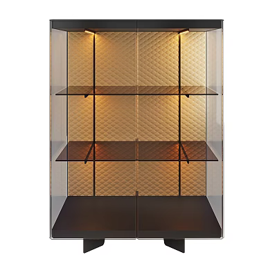 Modern Sideboard Cabinet With Glass Doors And Built In Lighting For Dining Room Storage 3d model