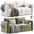 Modern Grey And Beige Sofas With Cozy Blankets Decorative Pillows And Round Balls