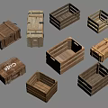Modern wooden box express box storage box toolbox packing box beer box outdoor box 3d model