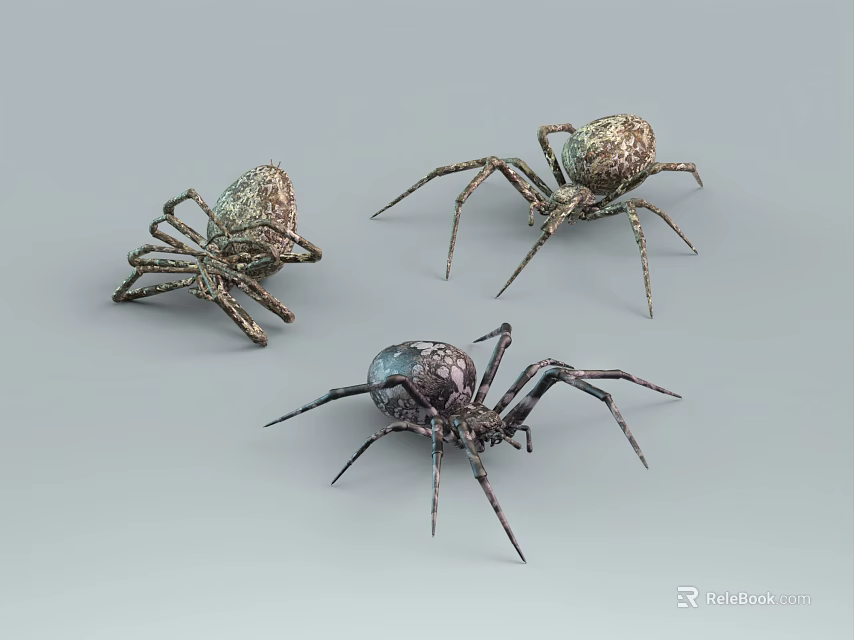 Reptile Figurines With Metallic Textures And Diverse Poses On Gray Surface 3d model 