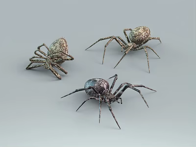 Reptile Figurines With Metallic Textures And Diverse Poses On Gray Surface 3d model