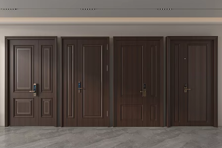 New Chinese Style Single Door Entry Door Mother Door Fingerprint Lock 3d model