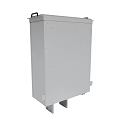 Sturdy Gray Industrial Metal Box With Black Handles And Secure Lid