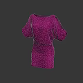 Pink Off Shoulder Short Sleeve Shiny Dress With Simple Design And Glossy Finish