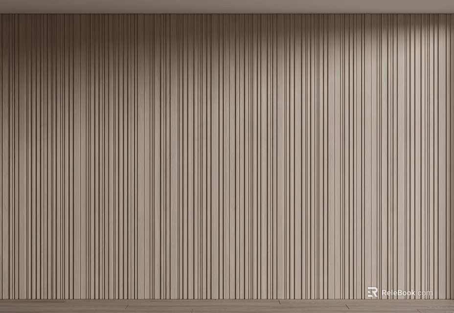 Wooden Wall Paneling with Vertical Stripes for Modern Interior Decoration in Natural Wood Tone 3d model 