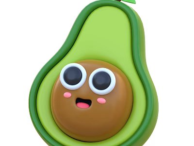 Cartoon Avocado With Cute Seed Character And Happy Facial Expression 3d model