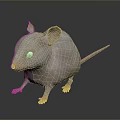 Light Brown Mouse With Large Ears White Eyes And Long Tail Standing On Black Background