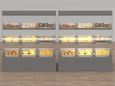 Shopping Mall Food Counter With Layered Glass Display For Fresh Biscuits Pastries And Bread 3d model