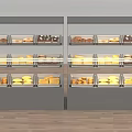 Shopping Mall Food Counter With Layered Glass Display For Fresh Biscuits Pastries And Bread