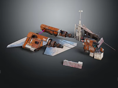 Industrial Mechanical Equipment With Rusty Metal Structures Pipes And Metallic Components 3d model