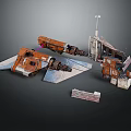 Industrial Mechanical Equipment With Rusty Metal Structures Pipes And Metallic Components